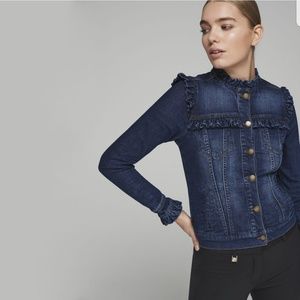 Karl Lagerfeld Paris Blue Ruffled Denim Jacket